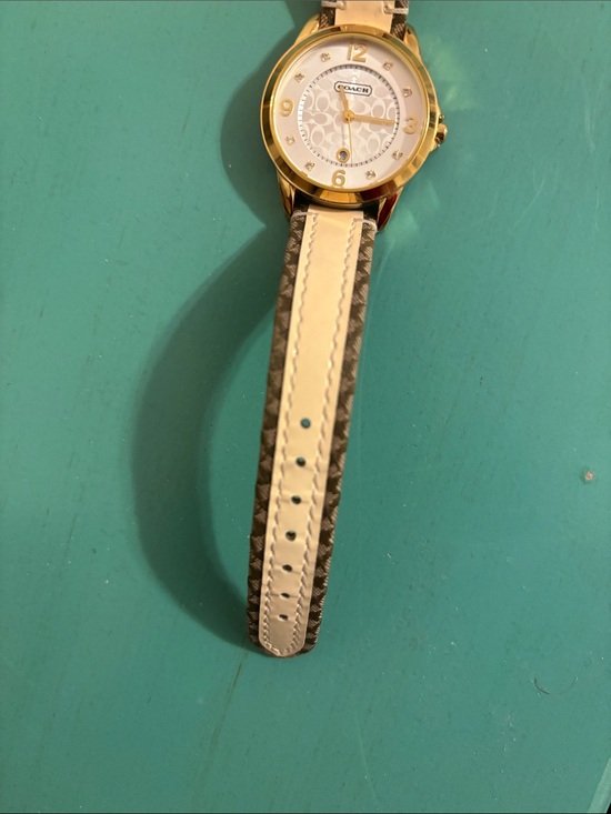 Coach Gold-Tone Watch with Cream and Tan Leather Strap main image 5